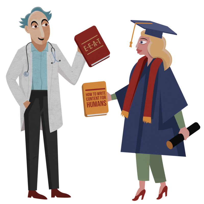 aperitif characters dressed as docotor and scholar