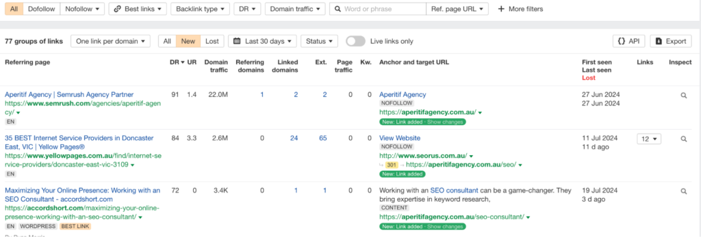 ahrefs backlinks